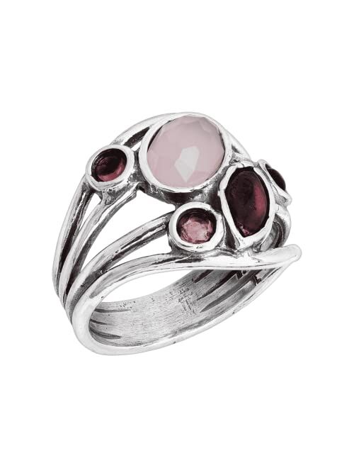 Silpada 'Red Alert' Natural Garnet, Rose Quartz, & Pink Tourmaline Ring in Sterling Silver