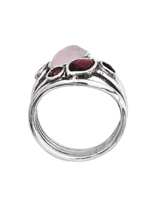 Silpada 'Red Alert' Natural Garnet, Rose Quartz, & Pink Tourmaline Ring in Sterling Silver