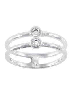 'Double Band Marvel' Cubic Zirconia Ring in Sterling Silver