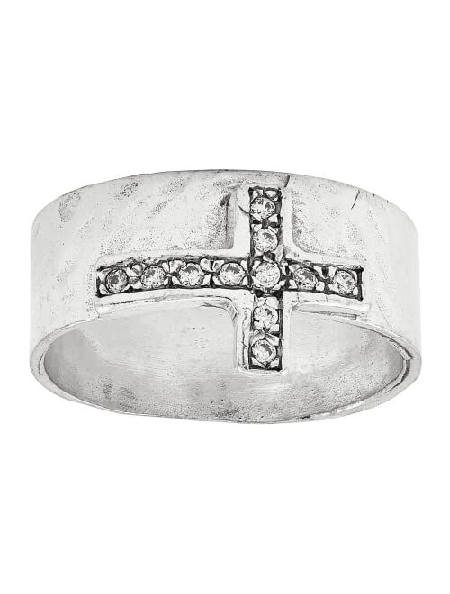 Silpada 'Epistle' Cubic Zirconia Cross Ring in Sterling Silver