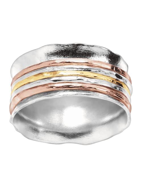 Silpada 'Gold Rush' Spinner Ring in Sterling Silver & 18K Yellow & Rose Gold Plate