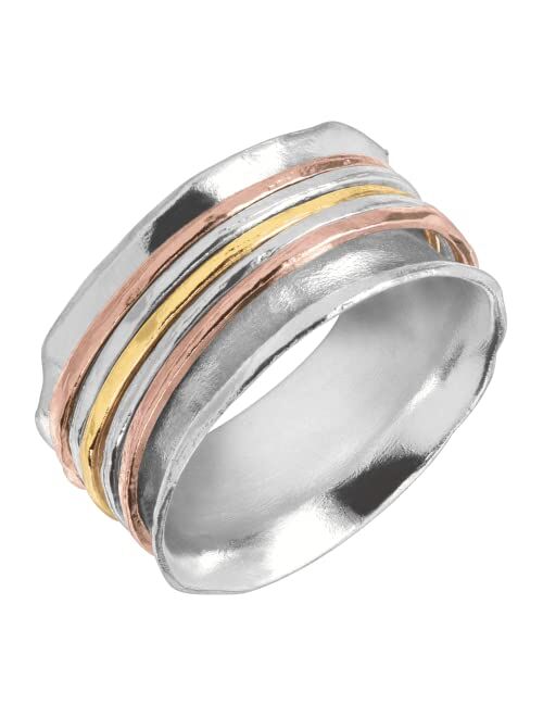 Silpada 'Gold Rush' Spinner Ring in Sterling Silver & 18K Yellow & Rose Gold Plate