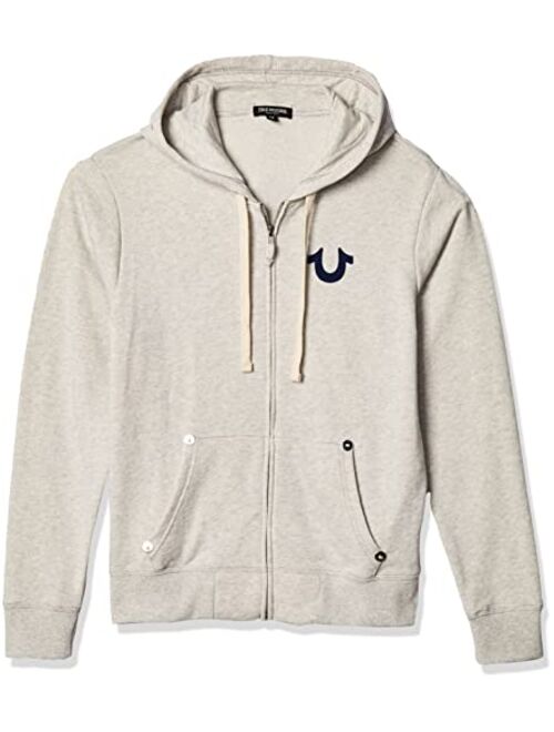 True Religion Men's Long Sleeve Flocked Buddha Hoodie