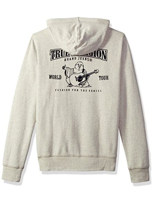 True Religion Men's Long Sleeve Flocked Buddha Hoodie