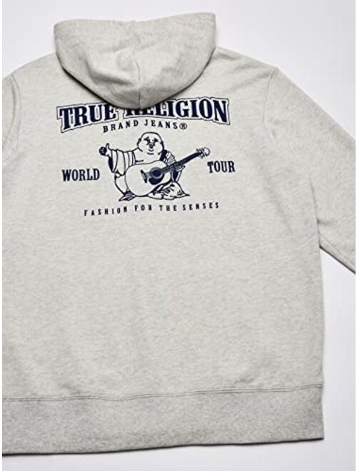 True Religion Men's Long Sleeve Flocked Buddha Hoodie