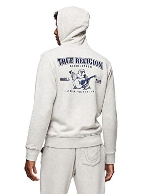 True Religion Men's Long Sleeve Flocked Buddha Hoodie