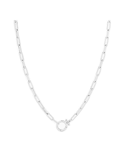 Women's Parker Paperclip Link Chain Necklace, 18k Gold or Silver Plated, Chunky Clasp