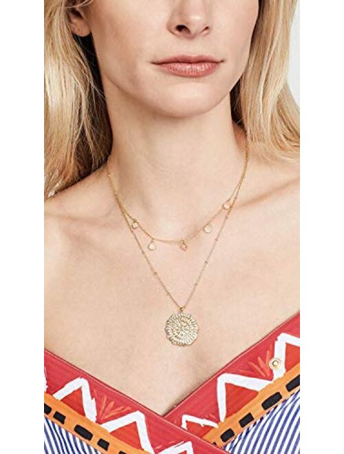 gorjana Women's Mosaic Coin Pendant Adjustable Necklace, 18K Gold Plated Medallion, 19 inch Chain