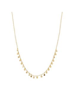 Women's Chloe Mini Necklace, 18k Gold or Silver Plated, Strand Chain w/ Tiny Hammered Disc Charms
