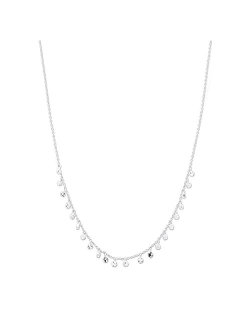 Women's Chloe Mini Necklace, 18k Gold or Silver Plated, Strand Chain w/ Tiny Hammered Disc Charms