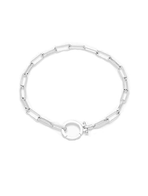 gorjana Women's Parker Link Bracelet, Paperclip Chain w/ Signature Clasp, Gold and Silver Plated