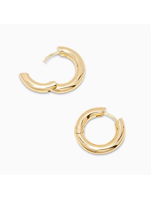 gorjana Womens Lou Hoops, Chunky High Shine Hoop Earrings, 18K Gold Plated