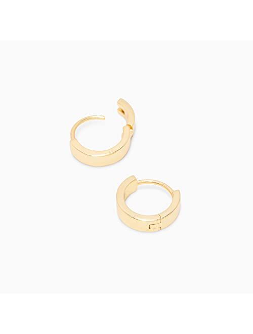 gorjana Women's Rose Huggies, 18k Gold Plated, Minimalist Flat Cuff Huggie Hoop Earrings