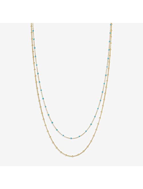 gorjana Women's Capri Layer Necklace, 18K Gold Plated, Turquoise and Golden Beads