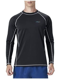 Buy TSLA Men's Rash Guard Swim Shirts, UPF 50+ Quick Dry Mid/Short Sleeve  Swimming Shirt, UV/SPF Water Surf Shirts online