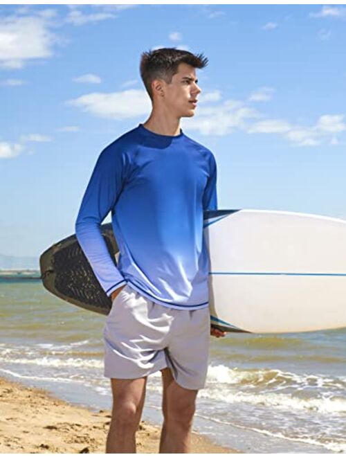 KPSUN Mens Swim Shirts UPF 50+ Rash Guard Long Sleeve Sun UV Protection Beach Shirts Quick Dry Fishing T-Shirt