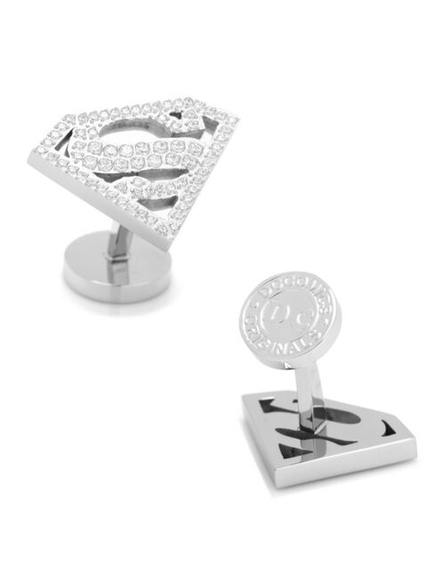 Cufflinks, Inc. CUFFLINKS INC. Stainless Steel White Pave Crystal Superman Cufflinks