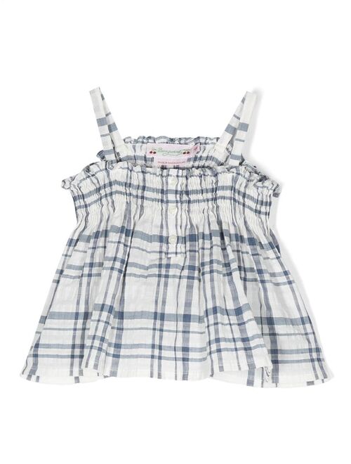 Bonpoint Abricot sleeveless checked smock dress