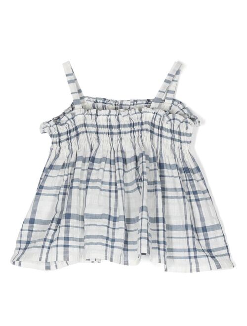 Bonpoint Abricot sleeveless checked smock dress