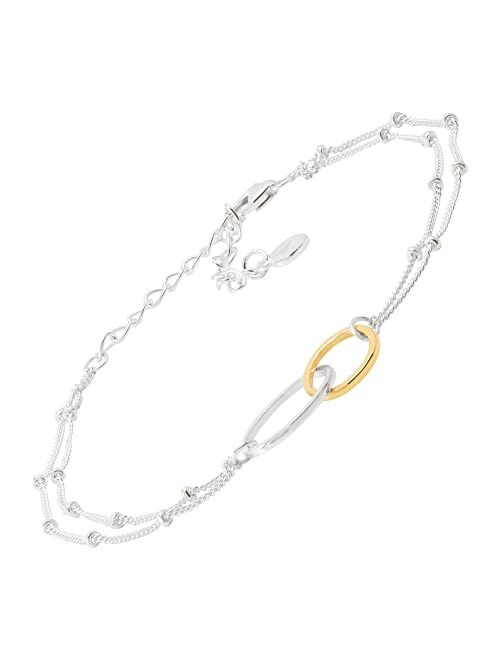 Silpada 'Pagosa' Circle Linking Station Bracelet in Gold-Plated Sterling Silver, 7.5" + 2"