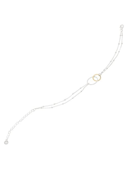 Silpada 'Pagosa' Circle Linking Station Bracelet in Gold-Plated Sterling Silver, 7.5" + 2"