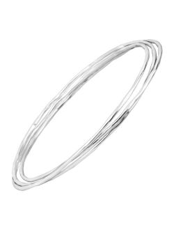 'Empowered' Set of Three Bangles in Sterling Silver