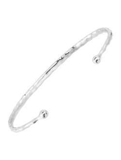 'Tromso It Goes' Hammered Cuff Bracelet in Sterling Silver, 6"