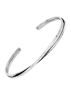 'Pas De Deuax' Hammered Double Row Cuff Bracelet in Sterling Silver