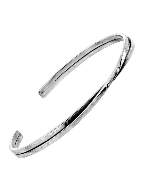 Silpada 'Pas De Deuax' Hammered Double Row Cuff Bracelet in Sterling Silver