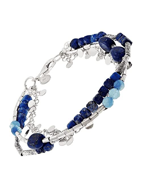 Silpada 'Azurro' Aquamarine & Hematite Bead Bracelet in Sterling Silver, 7.5"