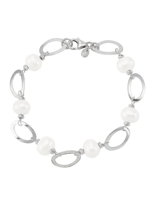 Silpada 'Say It with Cultured Pearls' 8 mm Freshwater Cultured Pearl Link Bracelet in Sterling Silver, 7.5"