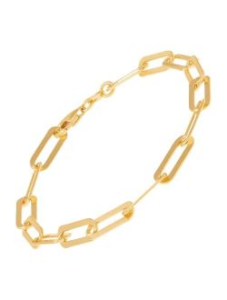 'Golden Oval' Chain Bracelet in 14K Gold Plated Sterling Silver, 7 1/2"