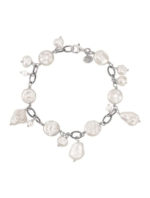 Silpada 'Head in the Clouds' Freshwater Cultured Pearl Bracelet in Sterling Silver, 7.5''