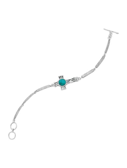 Silpada 'Cross To Wear' Pressed Turquoise Bracelet in Sterling Silver, 7.25"