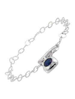 'Unforgettable' Sterling Silver Sapphire Link Bracelet, 7.75"