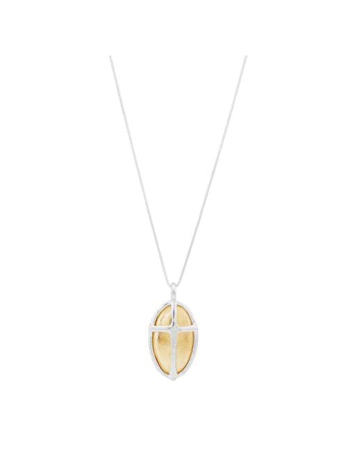 Silpada 'Golden Cross' Sterling Silver with 14K Yellow Gold Plating Pendant Necklace, 16" + 2"