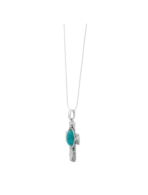 Silpada 'Cross To Wear' Pressed Turquoise Pendant Necklace in Sterling Silver, 18" + 2"