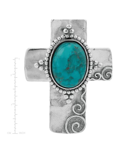 Silpada 'Cross To Wear' Pressed Turquoise Pendant Necklace in Sterling Silver, 18" + 2"