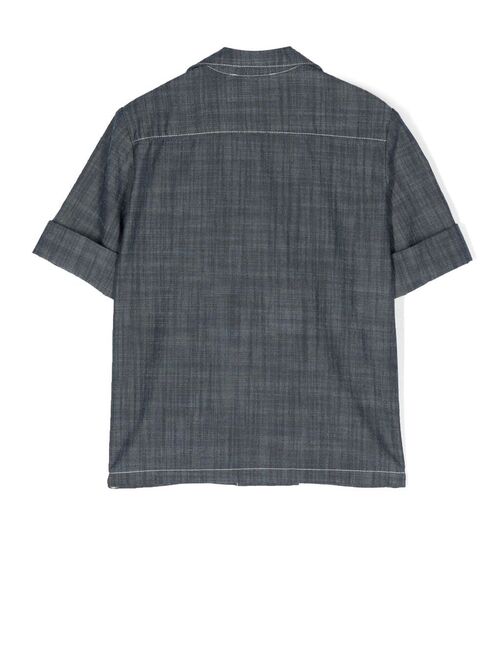 Bonpoint textured short-sleeved denim shirt