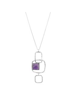 'Iconic' Amethyst Pendant Necklace in Sterling Silver, 18"   2"