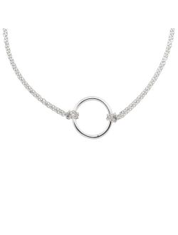 'Karma Central' Choker Pendant Necklace in Sterling Silver, 14"   2"