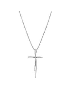 'Organic Cross' Pendant Necklace in Sterling Silver, 18"   2"