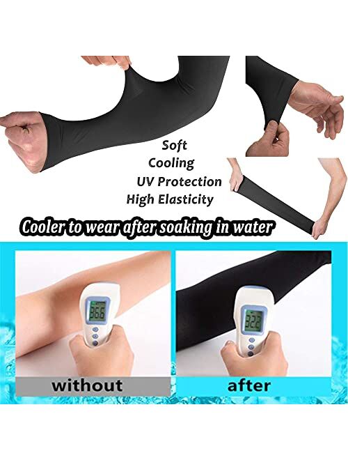 YQXCC 4 Pairs UV Sun Protection Arm Sleeves - Tattoo Cover Up - UPF 50 Sports Compression Cooling Sleeve for Men & Women