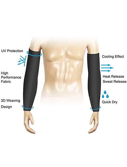 YQXCC 4 Pairs UV Sun Protection Arm Sleeves - Tattoo Cover Up - UPF 50 Sports Compression Cooling Sleeve for Men & Women