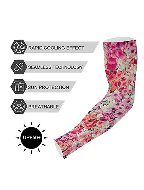 WELLDAY Flower Dragonfly Gardening Sleeves with Thumb Hole Farm Sun Protection Arm Sleeves for Women Men