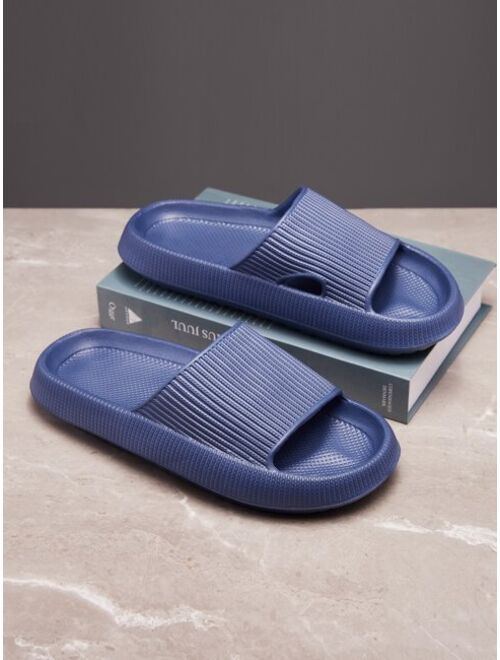 TOPONE Shoes Fashionable Slides For Men, Texture Embossed Single Band Slippers