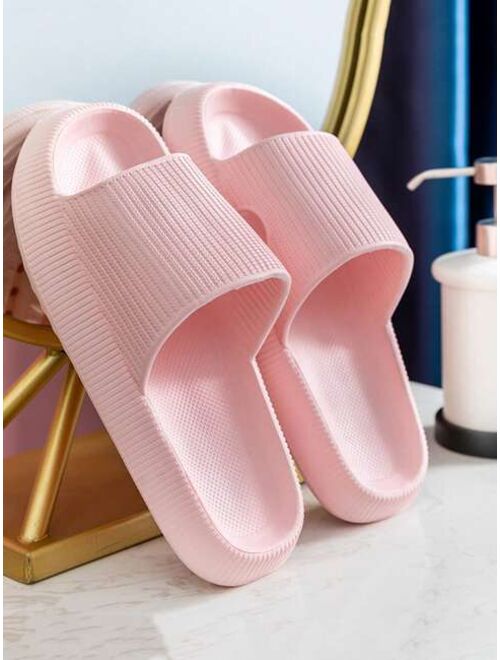 TOPONE Shoes Fashionable Slides For Men, Texture Embossed Single Band Slippers