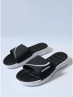 Men Letter Graphic Hollow Out Slides