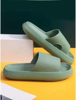 Quntailove Shoes Men Cut Out Single Band Slides Non-slip Quick Drying Soft Sole Bathroom Slippers