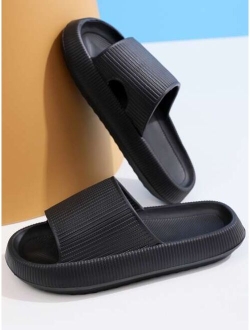 Quntailove Shoes Men Cut Out Single Band Slides Non-slip Quick Drying Soft Sole Bathroom Slippers